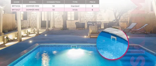 Mini skimmer for swimming pools